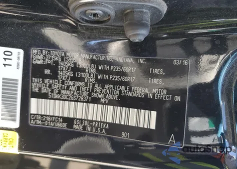 2016 Toyota Sienna Le 8 Passenger из США, поврежденный, VIN 5TDKK3DC2GS728371